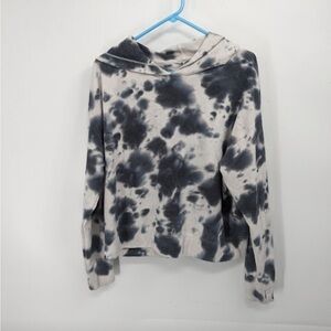 Danskin women’s‎ black and white tie-dye, long sleeve top with hood size large